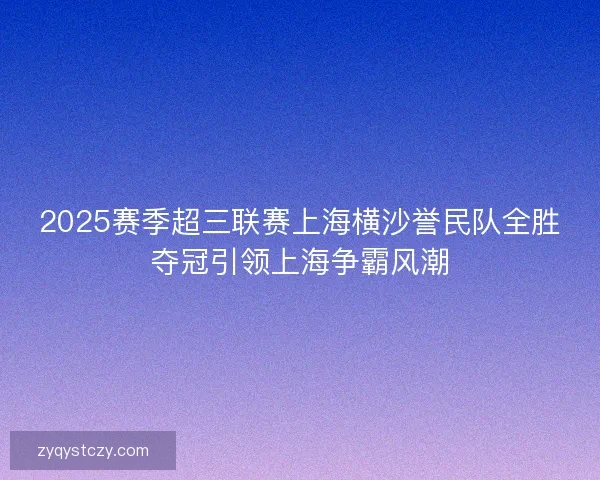 2025赛季超三联赛上海横沙誉民队全胜夺冠引领上海争霸风潮